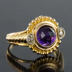 Bague améthyste et diamants ancienne