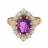 Bague améthyste et perles ancienne