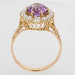 Bague améthyste et perles ancienne