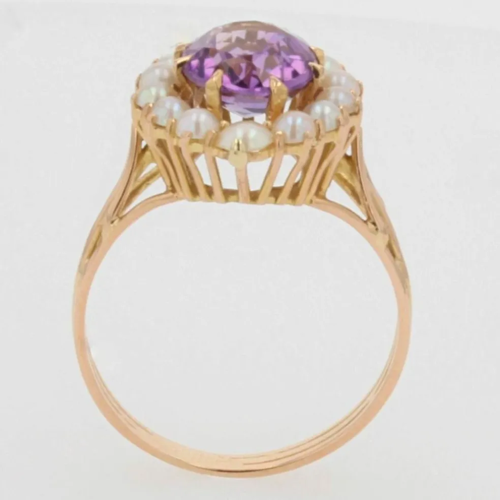 Bague améthyste et perles ancienne