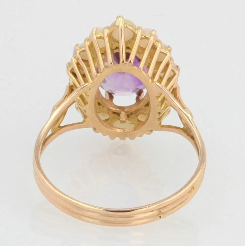Bague améthyste et perles ancienne