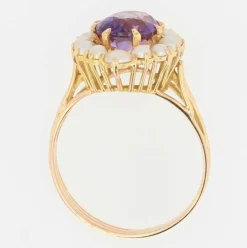 Bague améthyste et perles ancienne