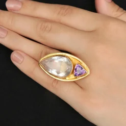 Bague Améthyste et Quartz