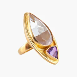 Bague Améthyste et Quartz