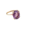 Bague Améthyste Ovale en Solitaire Or Jaune