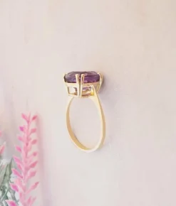 Bague Améthyste Ovale en Solitaire Or Jaune