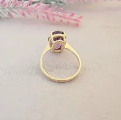 Bague Améthyste Ovale en Solitaire Or Jaune