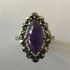 Bague Améthyste, quartz & marcassites