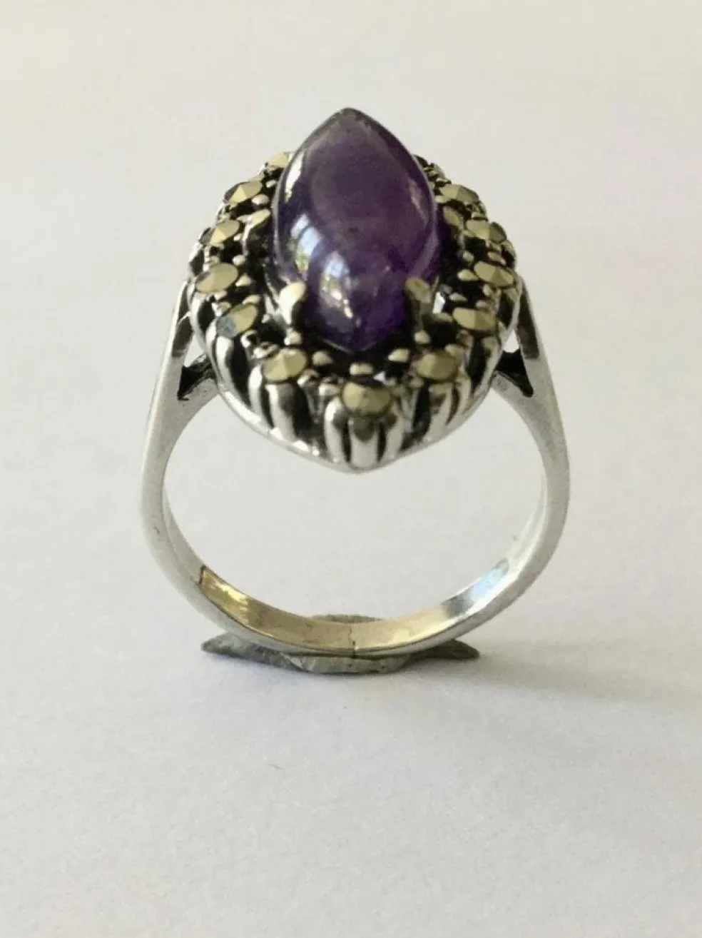 Bague Améthyste, quartz & marcassites