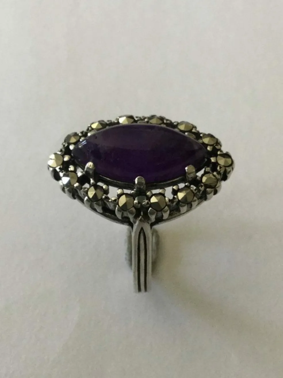 Bague Améthyste, quartz & marcassites