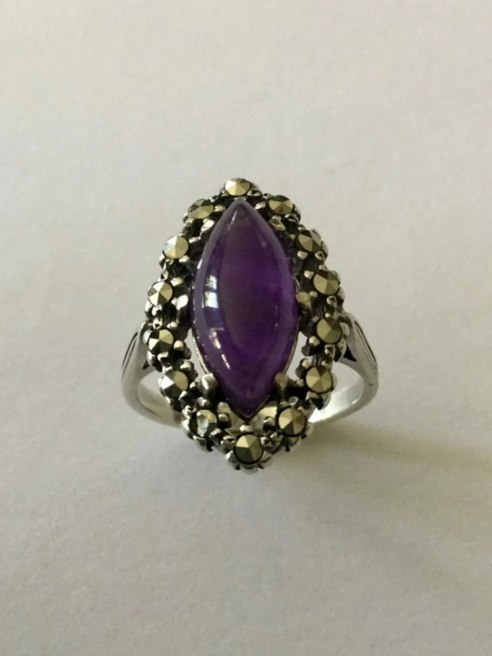 Bague Améthyste, quartz & marcassites