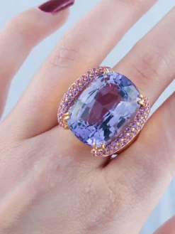 Bague Améthyste Saphirs roses