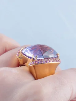 Bague Améthyste Saphirs roses