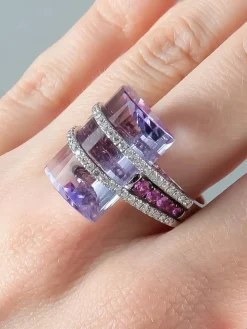 Bague Améthyste Spinelles et Diamants
