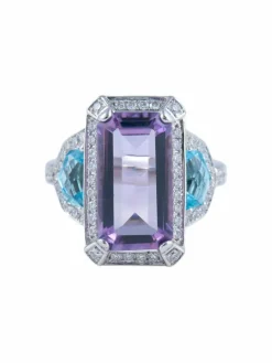 Bague Améthyste Topaze Diamants