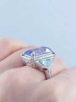 Bague Améthyste Topaze Diamants