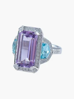 Bague Améthyste Topaze Diamants