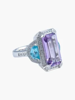 Bague Améthyste Topaze Diamants