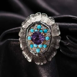 Bague Améthyste Turquoise Diamants