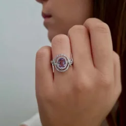 Bague améthystes diamants or blanc