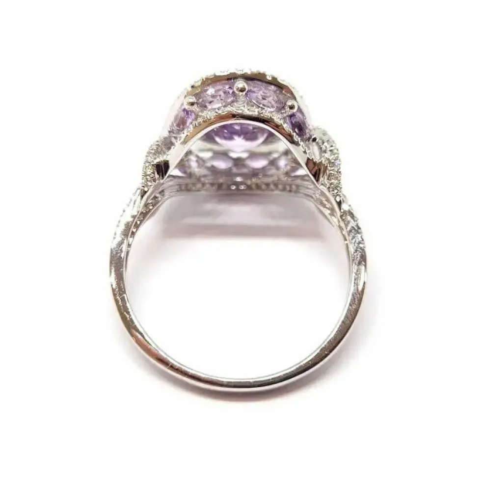Bague améthystes diamants or blanc