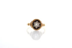 Bague ancienne 1900 diamants en or et émail