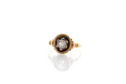 Bague ancienne 1900 diamants en or et émail