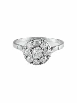 Bague Ancienne " Marguerite " Platine Diamants