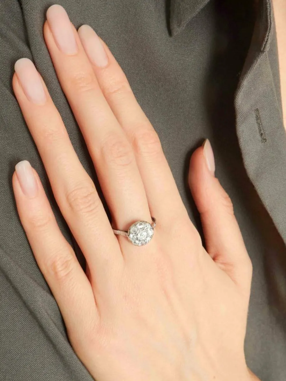 Bague Ancienne " Marguerite " Platine Diamants