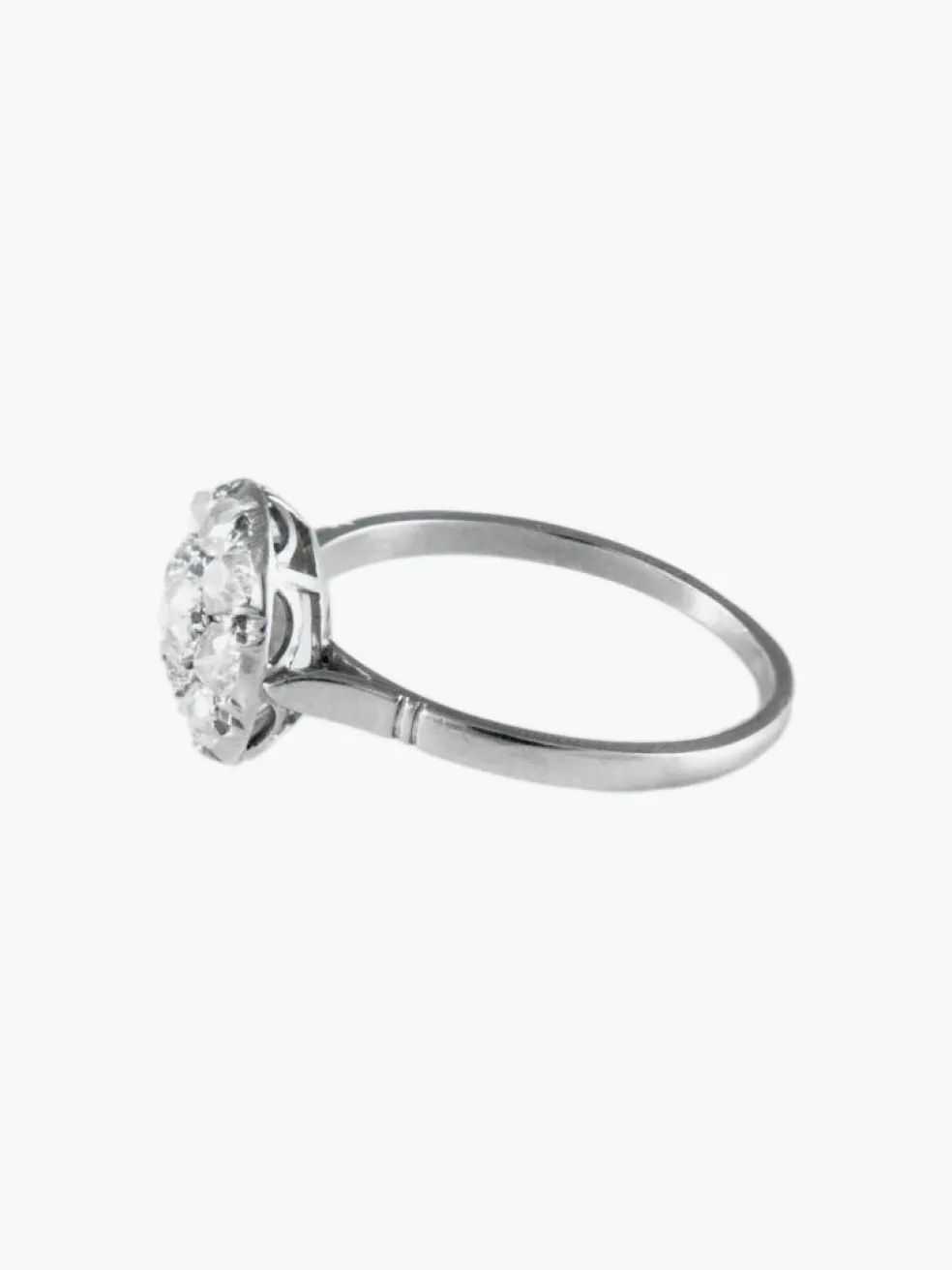 Bague Ancienne " Marguerite " Platine Diamants