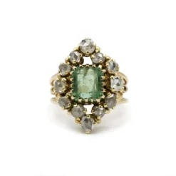 Bague Ancienne - Or, Diamants & Émeraude
