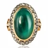 Bague ancienne agate verte et diamants taillés en rose