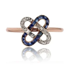 Bague ancienne agrafes de diamants et saphirs