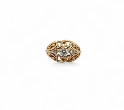 Bague ancienne ajourée or jaune diamants