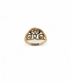 Bague ancienne ajourée or jaune diamants