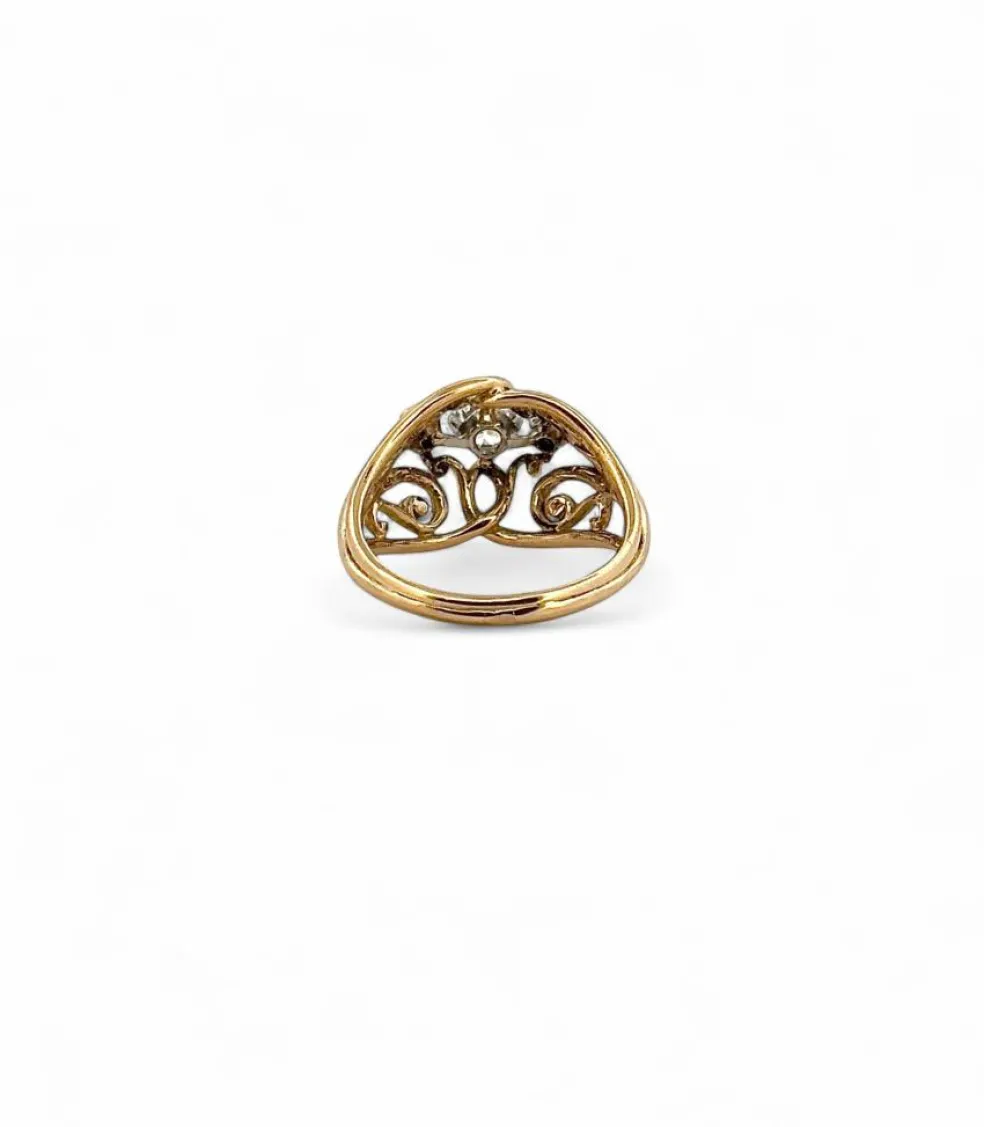 Bague ancienne ajourée or jaune diamants