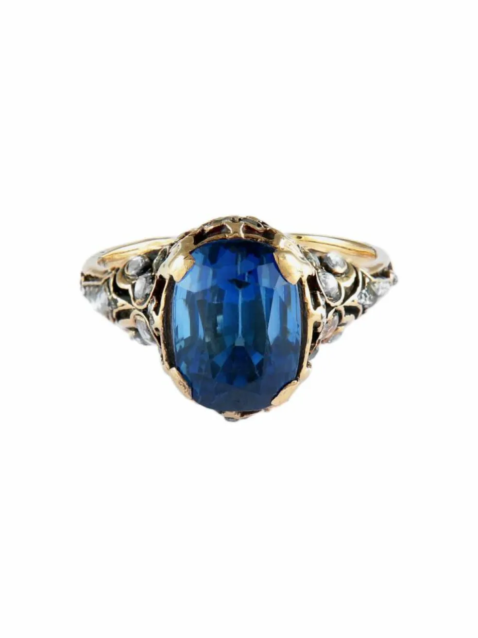 BAGUE ANCIENNE ANNEES 1900 OR ET SAPHIR