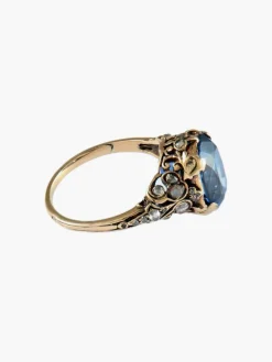 BAGUE ANCIENNE ANNEES 1900 OR ET SAPHIR