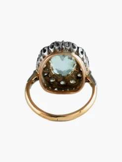 Bague ancienne Argent, Aigue Marine et Diamants