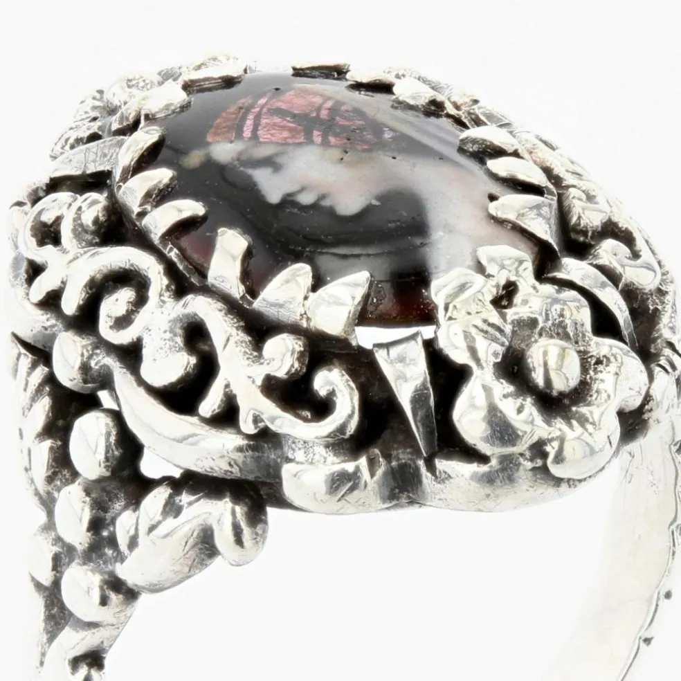 Bague ancienne argent émail