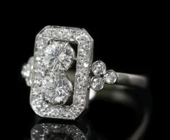 Bague ancienne Art Déco 1920 platine et diamants
