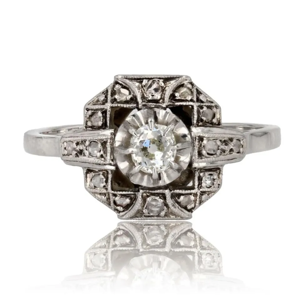 Bague ancienne art déco diamants