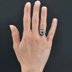 Bague ancienne art déco saphir diamants
