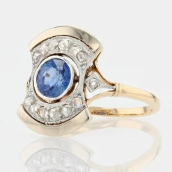Bague ancienne art déco saphir diamants