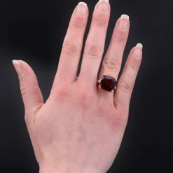 Bague ancienne art déco tourmaline coussin et diamants