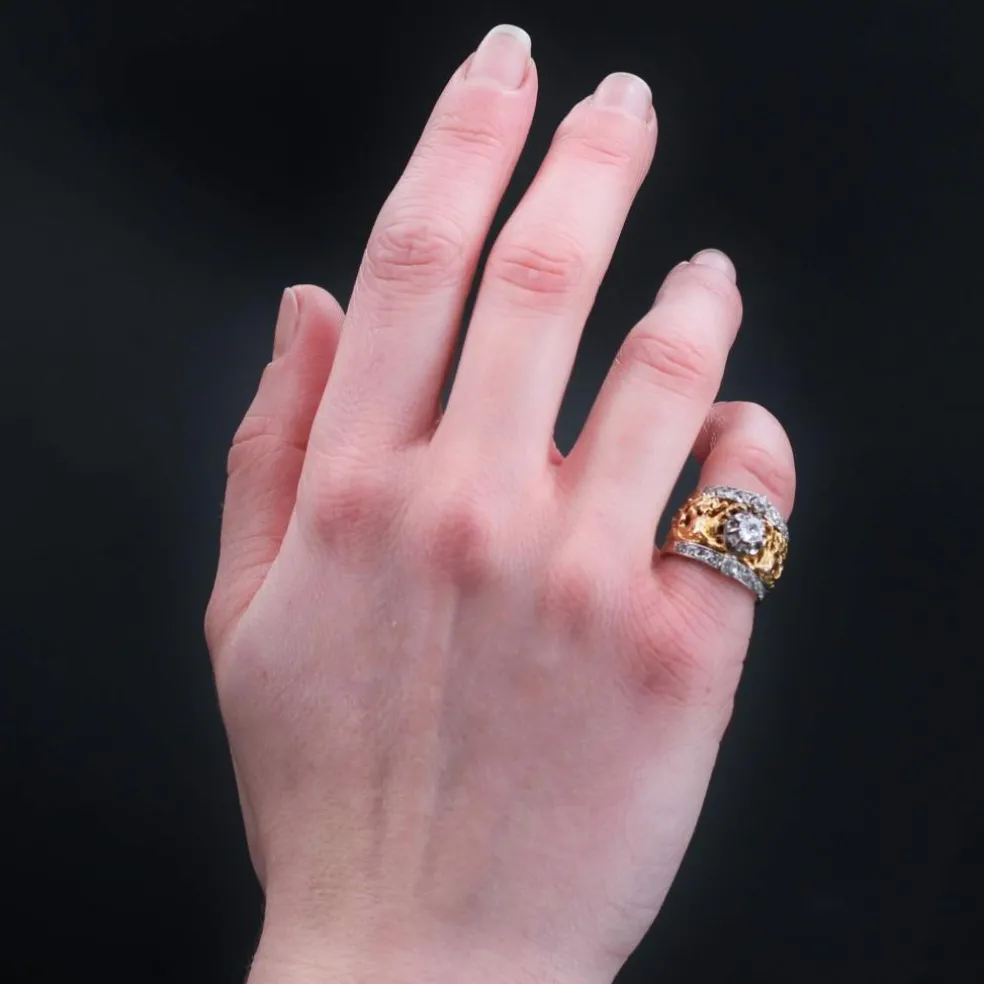 Bague ancienne bandeau chimères diamants