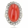 Bague ancienne corail méditérranéen et diamants