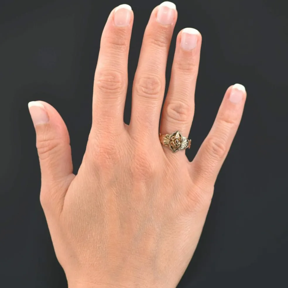 Bague ancienne de sentiment or rose