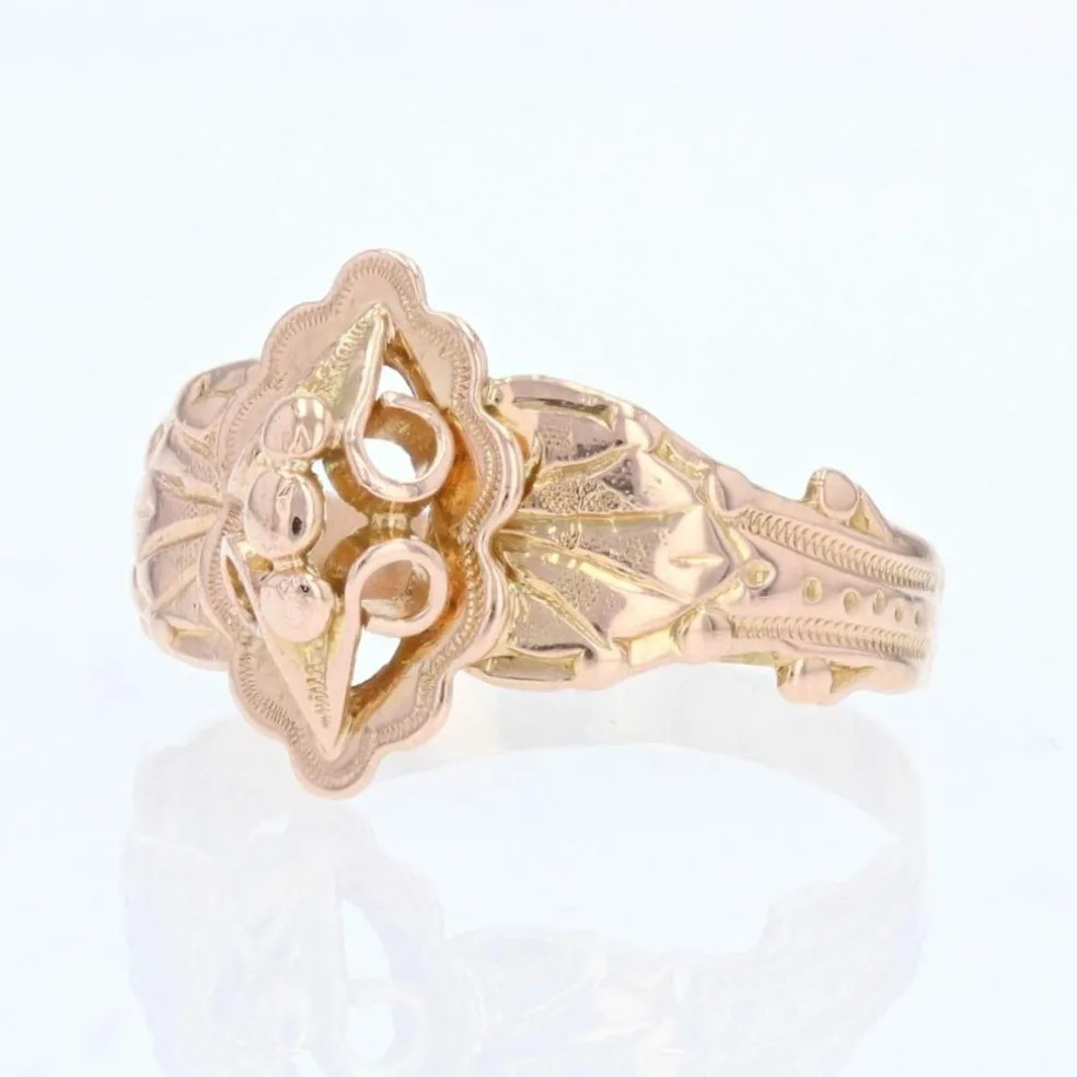 Bague ancienne de sentiment or rose