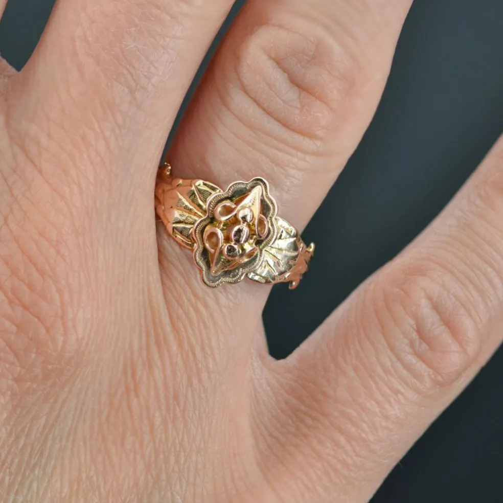 Bague ancienne de sentiment or rose
